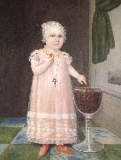 Johnson Joshua Little Girl in Pink with Goblet Filled with Strawberries:A Portrait Sweden oil painting reproduction